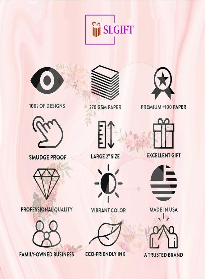 SLGIFT Vinyl Round Floral Theme Sticker, Self-Adhesive Vinyl Stickers, 40 Pieces, 2 x 2 Inches Round Sticker, 4 Unique Designs, R163 - Image 5